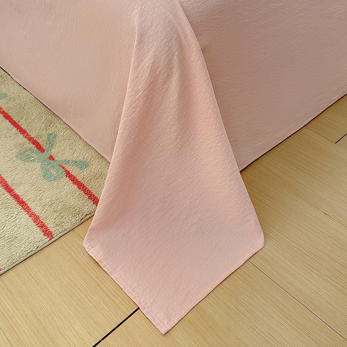 91家纺网 家纺一手货源 找家纺 花伞家居 2025新款A类高克重云感木棉双层纱单床单（提供买家秀） 粉豆沙