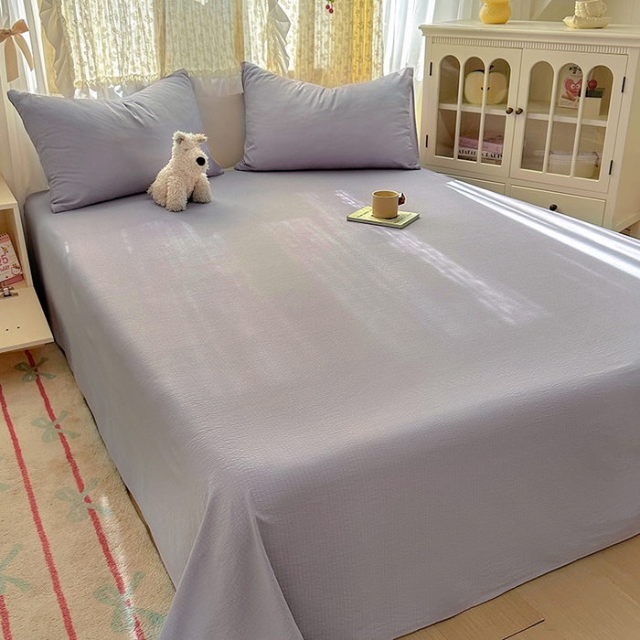 91家纺网 家纺一手货源 找家纺 花伞家居 2025新款A类高克重云感木棉双层纱单床单（提供买家秀） 风信紫