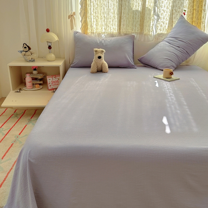 91家纺网 家纺一手货源 找家纺 花伞家居 2025新款A类高克重云感木棉双层纱单床单（提供买家秀） 风信紫