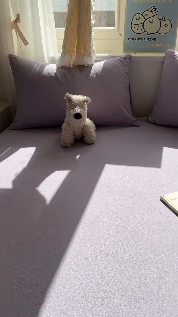 91家纺网 家纺一手货源 找家纺 花伞家居 2025新款A类高克重云感木棉双层纱单床单（提供买家秀） 风信紫