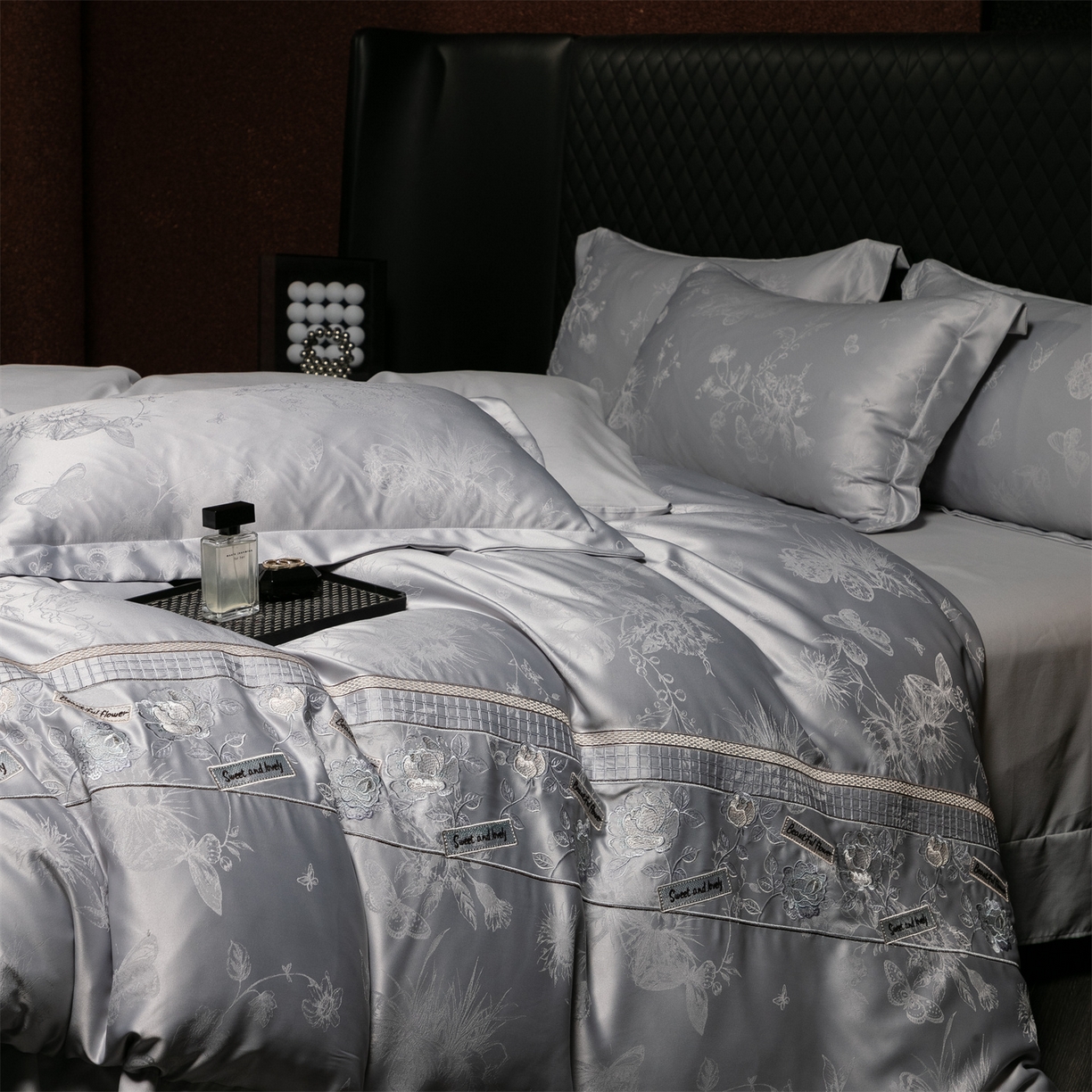 91家纺网 家纺一手货源 找家纺 （总）鑫豪家纺 2025新款贴布绣绣花刺绣轻奢水洗真丝四件套-莉莉丝