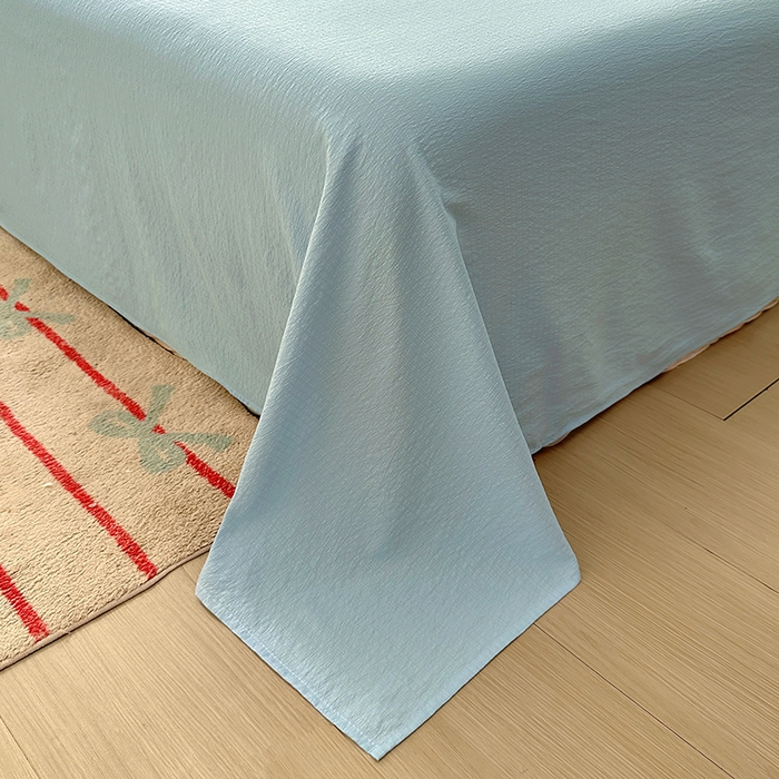 91家纺网 家纺一手货源 找家纺 花伞家居 2025新款A类高克重云感木棉双层纱单床单（提供买家秀） 涧石蓝