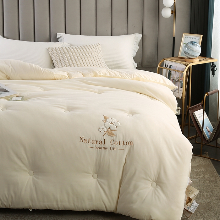 91家纺网 家纺一手货源 找家纺 小牛席业 2025新款棉花朵朵保暖被 春秋被冬被被子被芯 棉花朵朵-保暖被系列(米色)