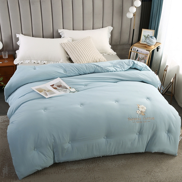 91家纺网 家纺一手货源 找家纺 小牛席业 2025新款棉花朵朵保暖被 春秋被冬被被子被芯 棉花朵朵-保暖被系列(蓝色)