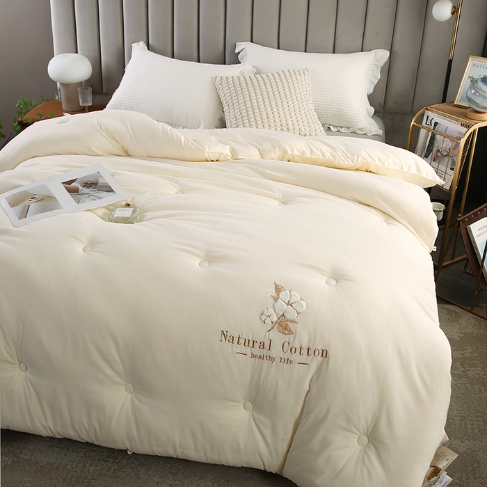 91家纺网 家纺一手货源 找家纺 小牛席业 2025新款棉花朵朵保暖被 春秋被冬被被子被芯 棉花朵朵-保暖被系列(米色)