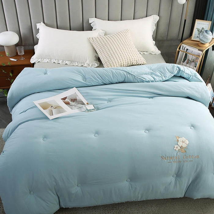 91家纺网 家纺一手货源 找家纺 小牛席业 2025新款棉花朵朵保暖被 春秋被冬被被子被芯 棉花朵朵-保暖被系列(蓝色)