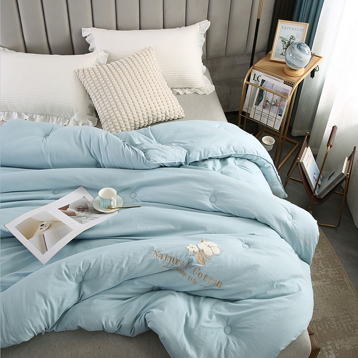 91家纺网 家纺一手货源 找家纺 小牛席业 2025新款棉花朵朵保暖被 春秋被冬被被子被芯 棉花朵朵-保暖被系列(蓝色)