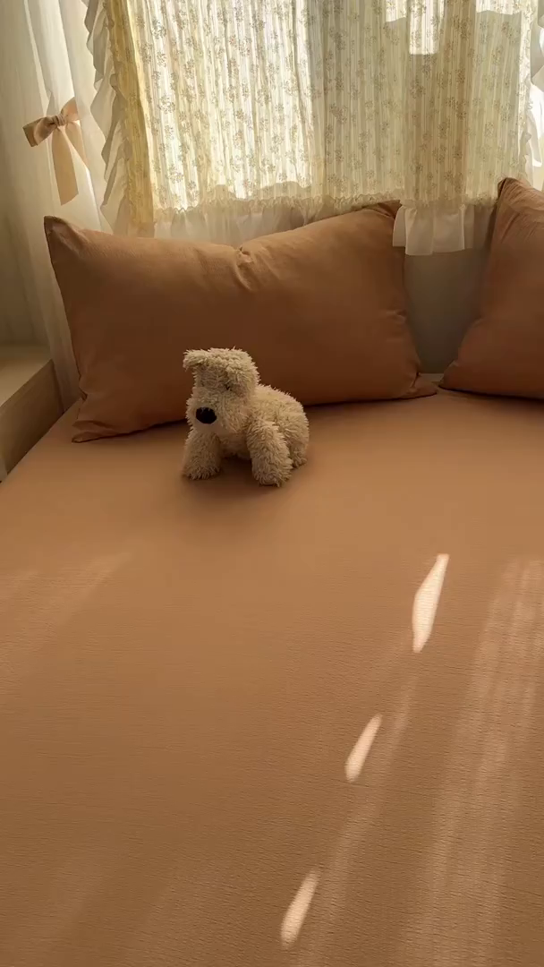 91家纺网 家纺一手货源 找家纺 花伞家居 2025新款A类高克重云感木棉双层纱单床单（提供买家秀） 卡其