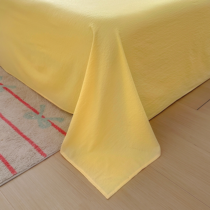 91家纺网 家纺一手货源 找家纺 花伞家居 2025新款A类高克重云感木棉双层纱单床单（提供买家秀） 茉莉黄