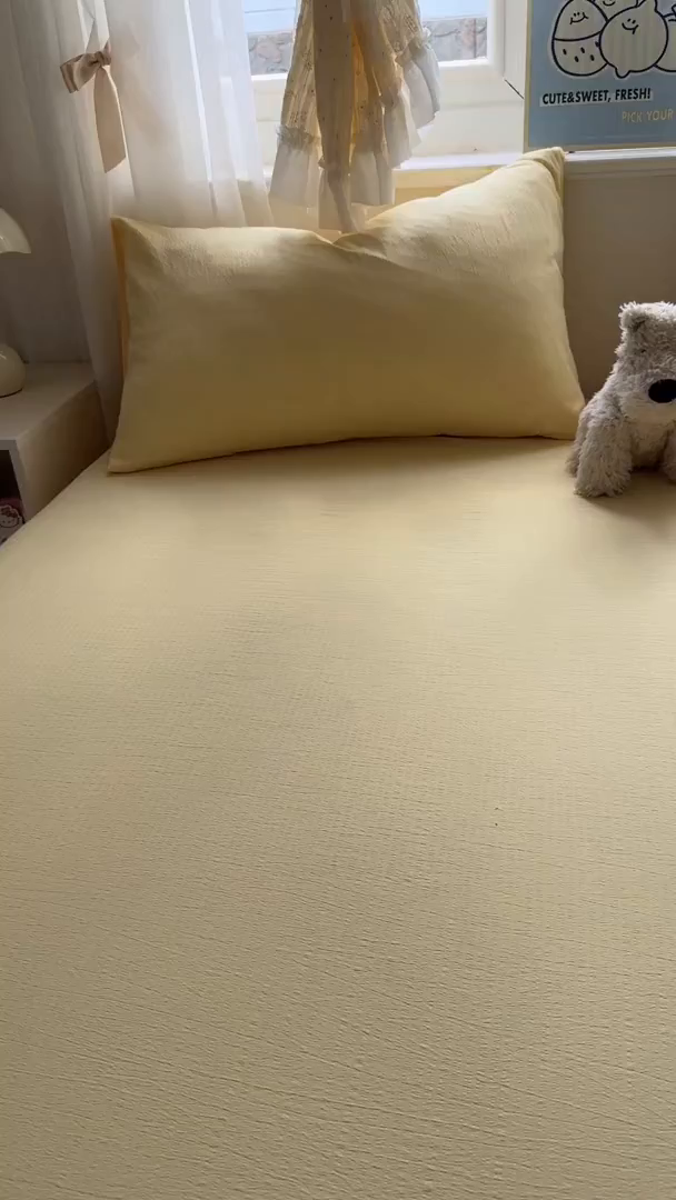 91家纺网 家纺一手货源 找家纺 花伞家居 2025新款A类高克重云感木棉双层纱单床单（提供买家秀） 茉莉黄