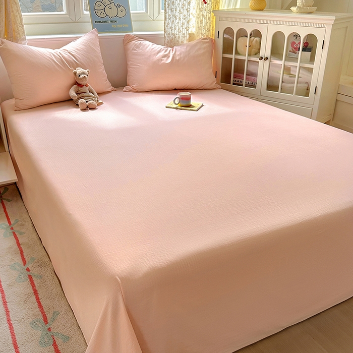 91家纺网 家纺一手货源 找家纺 花伞家居 2025新款A类高克重云感木棉双层纱单床单（提供买家秀） 玉色