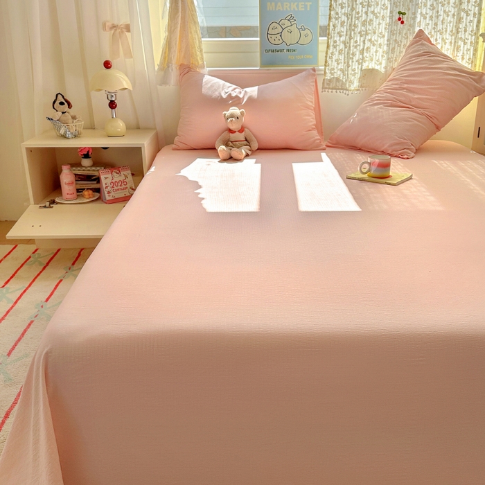 91家纺网 家纺一手货源 找家纺 花伞家居 2025新款A类高克重云感木棉双层纱单床单（提供买家秀） 玉色