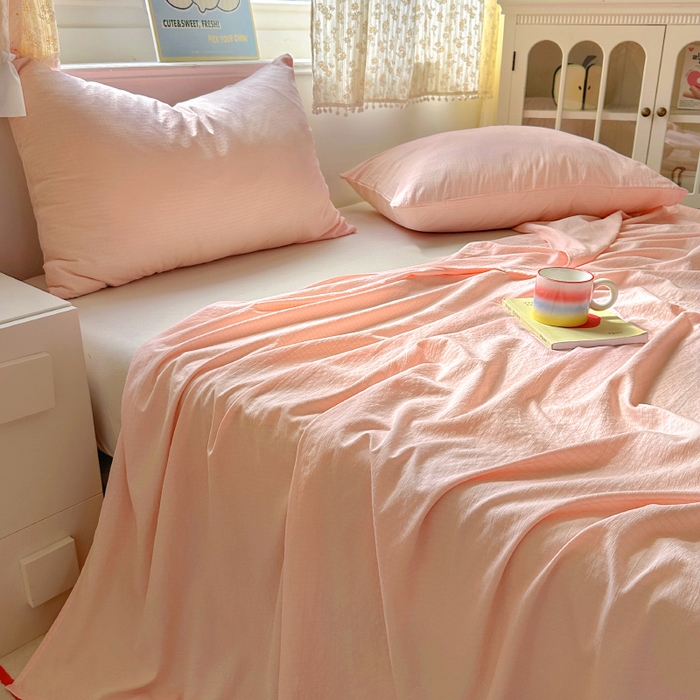 91家纺网 家纺一手货源 找家纺 花伞家居 2025新款A类高克重云感木棉双层纱单床单（提供买家秀） 玉色