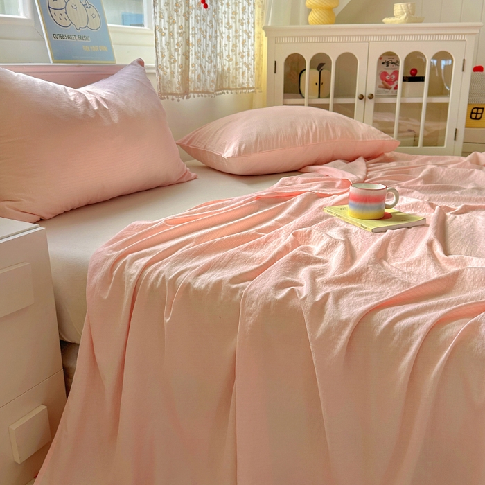 91家纺网 家纺一手货源 找家纺 花伞家居 2025新款A类高克重云感木棉双层纱单床单（提供买家秀） 玉色