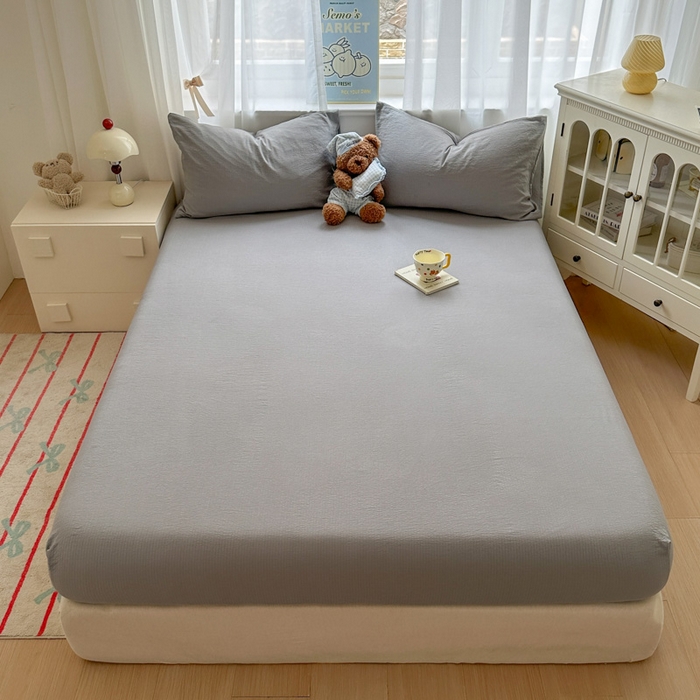 91家纺网 家纺一手货源 找家纺 （总）花伞家居 2025新款A类高克重云感木棉双层纱单床笠（提供买家秀）