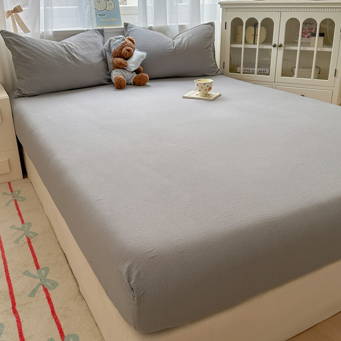 91家纺网 家纺一手货源 找家纺 （总）花伞家居 2025新款A类高克重云感木棉双层纱单床笠（提供买家秀）