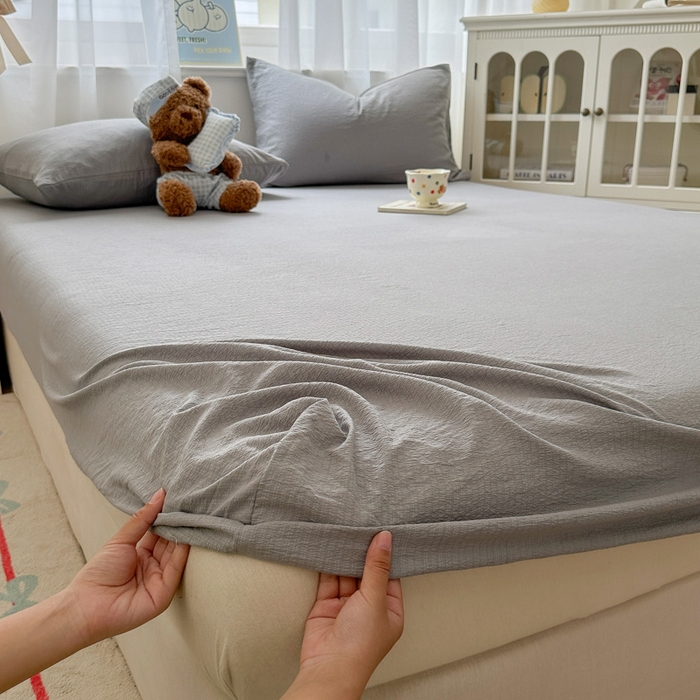 91家纺网 家纺一手货源 找家纺 （总）花伞家居 2025新款A类高克重云感木棉双层纱单床笠（提供买家秀）