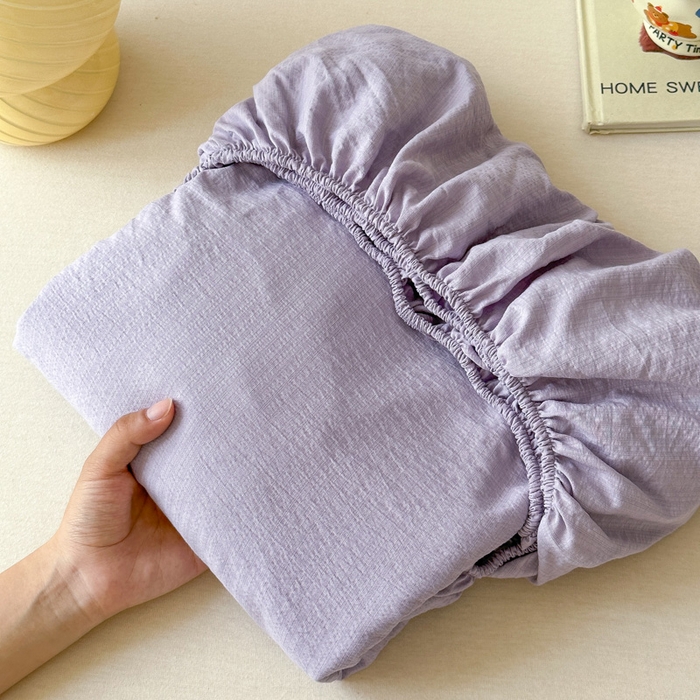 91家纺网 家纺一手货源 找家纺 （总）花伞家居 2025新款A类高克重云感木棉双层纱单床笠（提供买家秀）