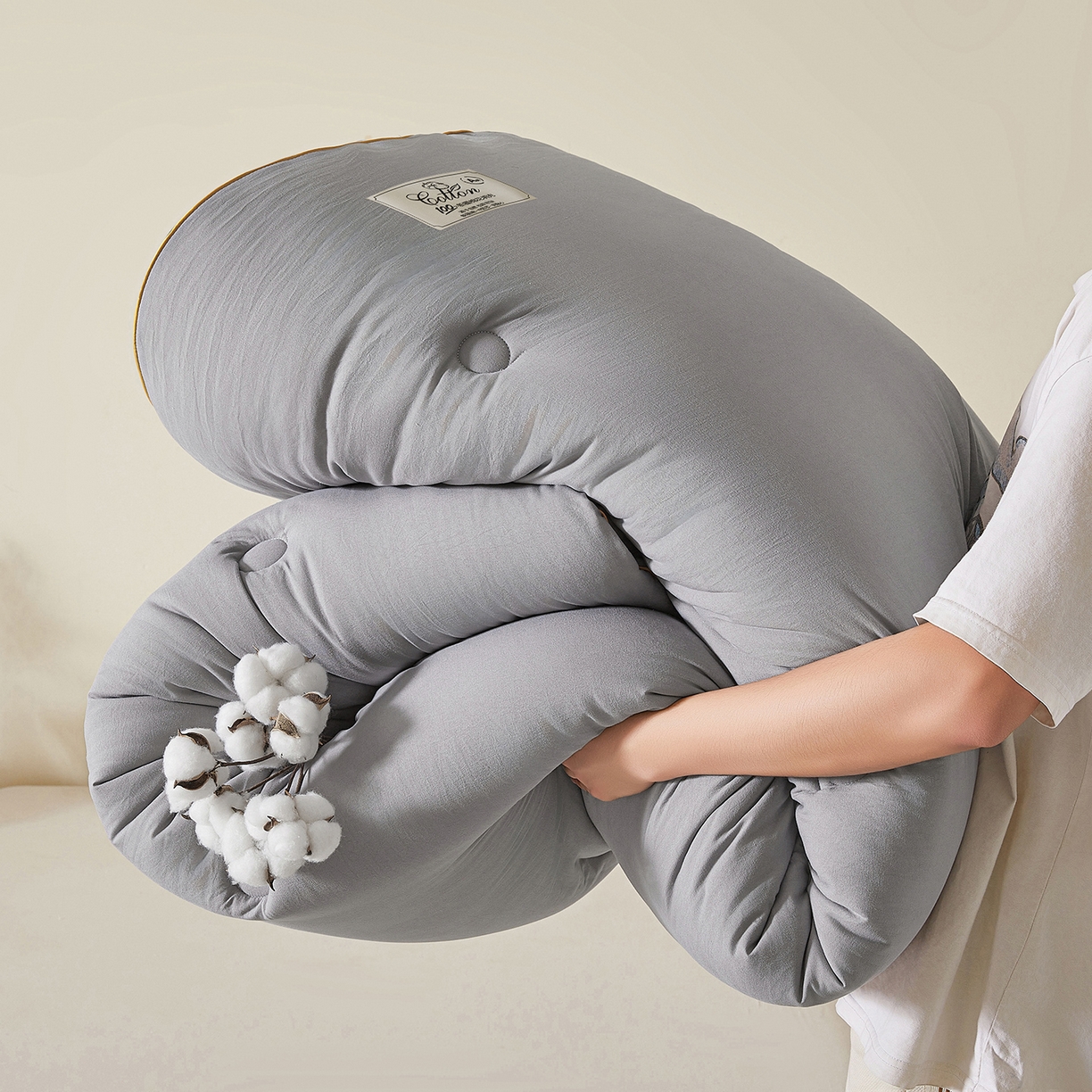 91家纺网 家纺一手货源 找家纺 仁凯家纺 2025新款简约立体滚边100%新疆棉花被冬被春秋被学生被被子被芯 立体-星灰色