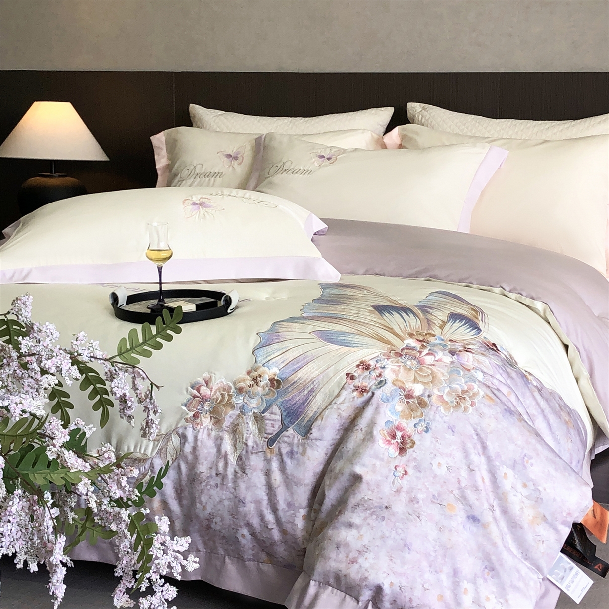 91家纺网 家纺一手货源 找家纺 （总）鑫豪家纺 2025新款贴布绣绣花刺绣轻奢水洗真丝四件套-莉莉丝