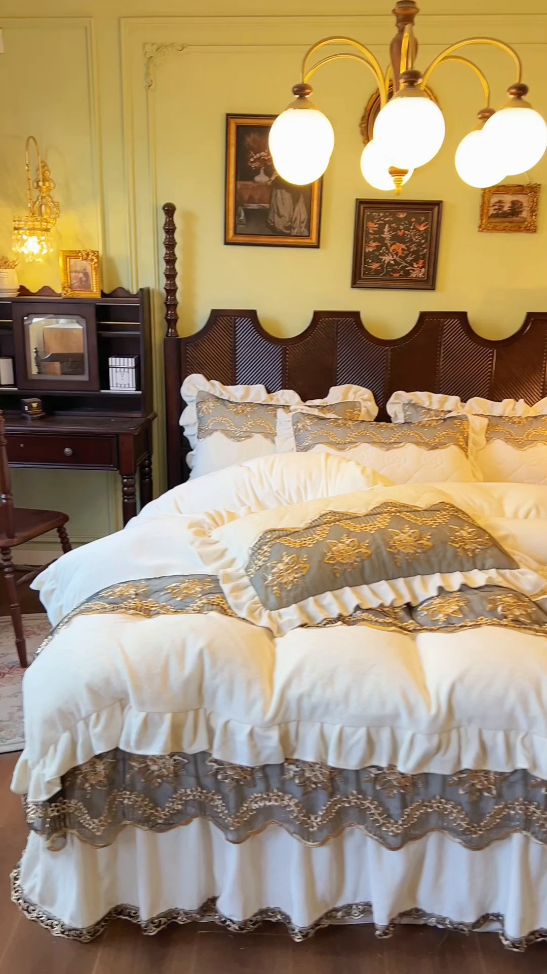 91家纺网 家纺一手货源 找家纺 网红馆（ck家纺） 2025新款高克重牛奶绒床裙四件套-卡妮娜系列 卡妮娜-米色