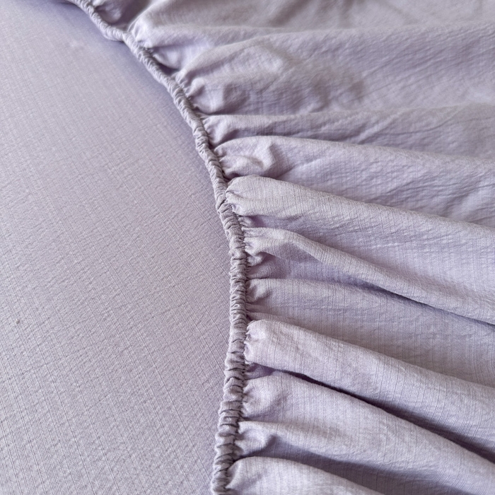 91家纺网 家纺一手货源 找家纺 花伞家居 2025新款A类高克重云感木棉双层纱单床笠（提供买家秀） 风信紫