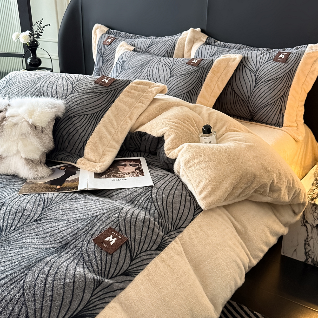 91家纺网 家纺一手货源 找家纺 （总）典曼家纺 2025新款轻奢拼角欧貂绒系列四件套