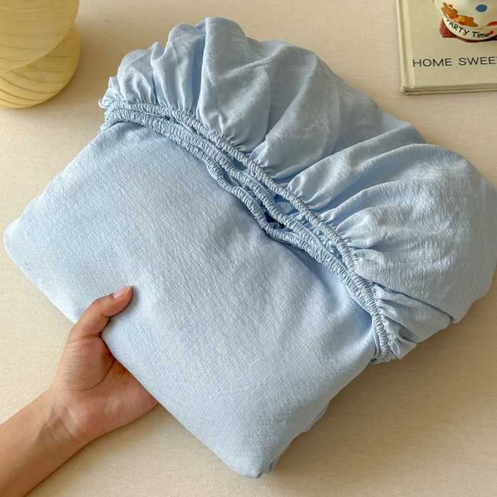 花伞家居 2025新款A类高克重云感木棉双层纱单床笠（提供买家秀） 涧石蓝