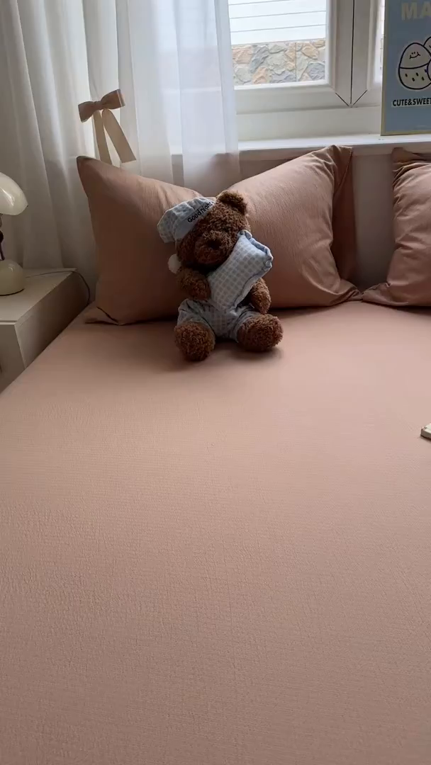 91家纺网 家纺一手货源 找家纺 花伞家居 2025新款A类高克重云感木棉双层纱单床笠（提供买家秀） 卡其