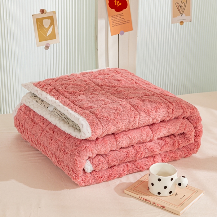 91家纺网 家纺一手货源 找家纺 暖芯优选 2025新款上下铺塔芙绒床垫 豆沙粉