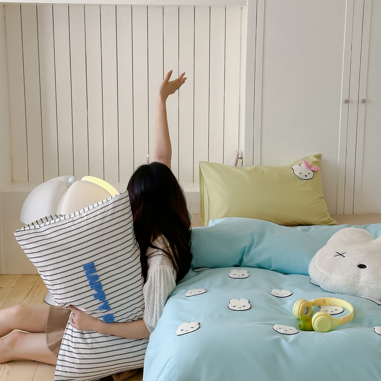 91家纺网 家纺一手货源 找家纺 （总）桔子家纺 2025新款40支纯棉水洗棉happy系列四件套