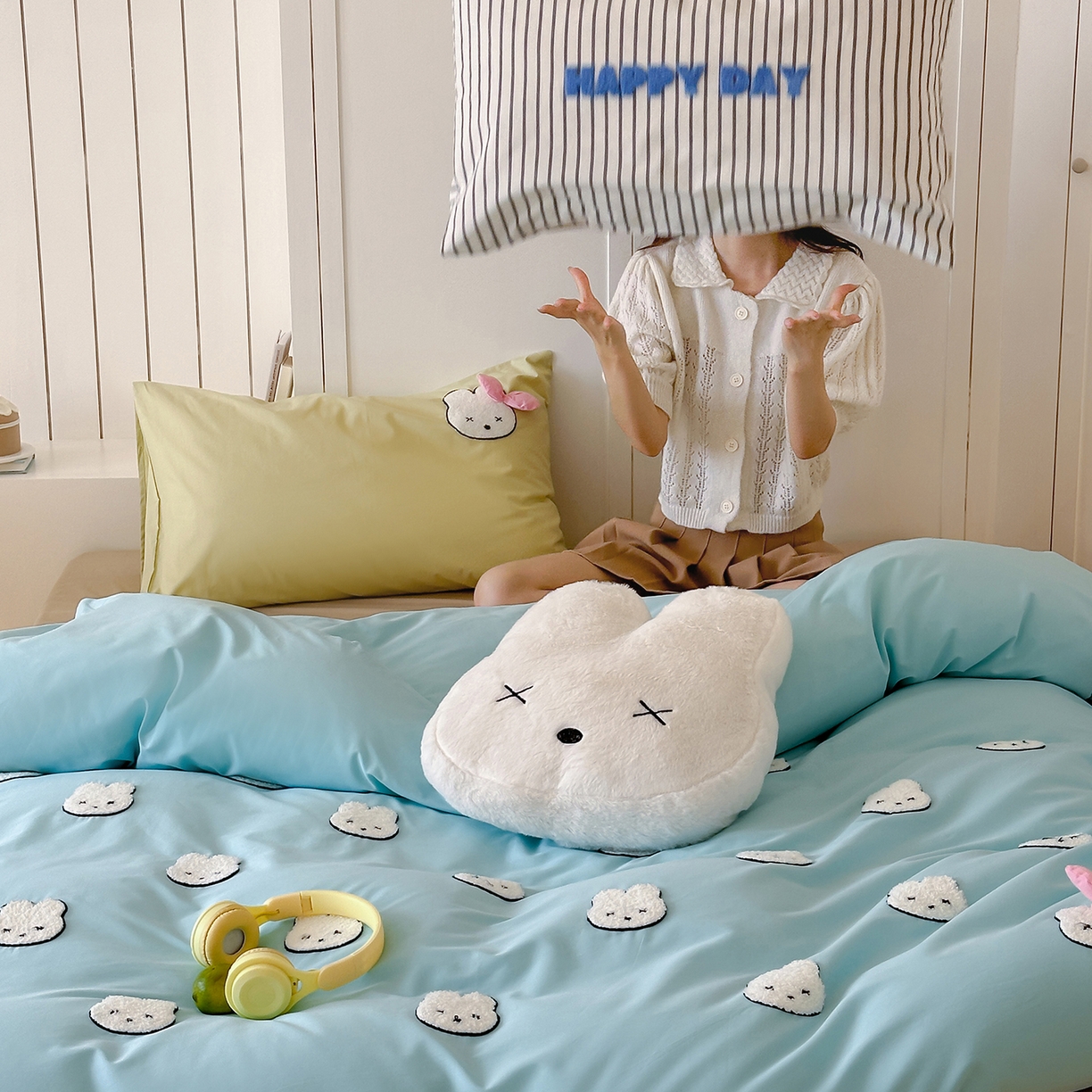 91家纺网 家纺一手货源 找家纺 （总）桔子家纺 2025新款40支纯棉水洗棉happy系列四件套