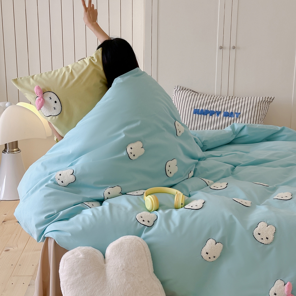 91家纺网 家纺一手货源 找家纺 （总）桔子家纺 2025新款40支纯棉水洗棉happy系列四件套