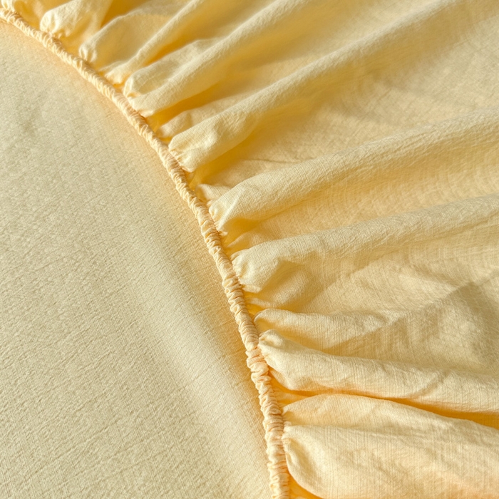 91家纺网 家纺一手货源 找家纺 花伞家居 2025新款A类高克重云感木棉双层纱单床笠（提供买家秀） 茉莉黄