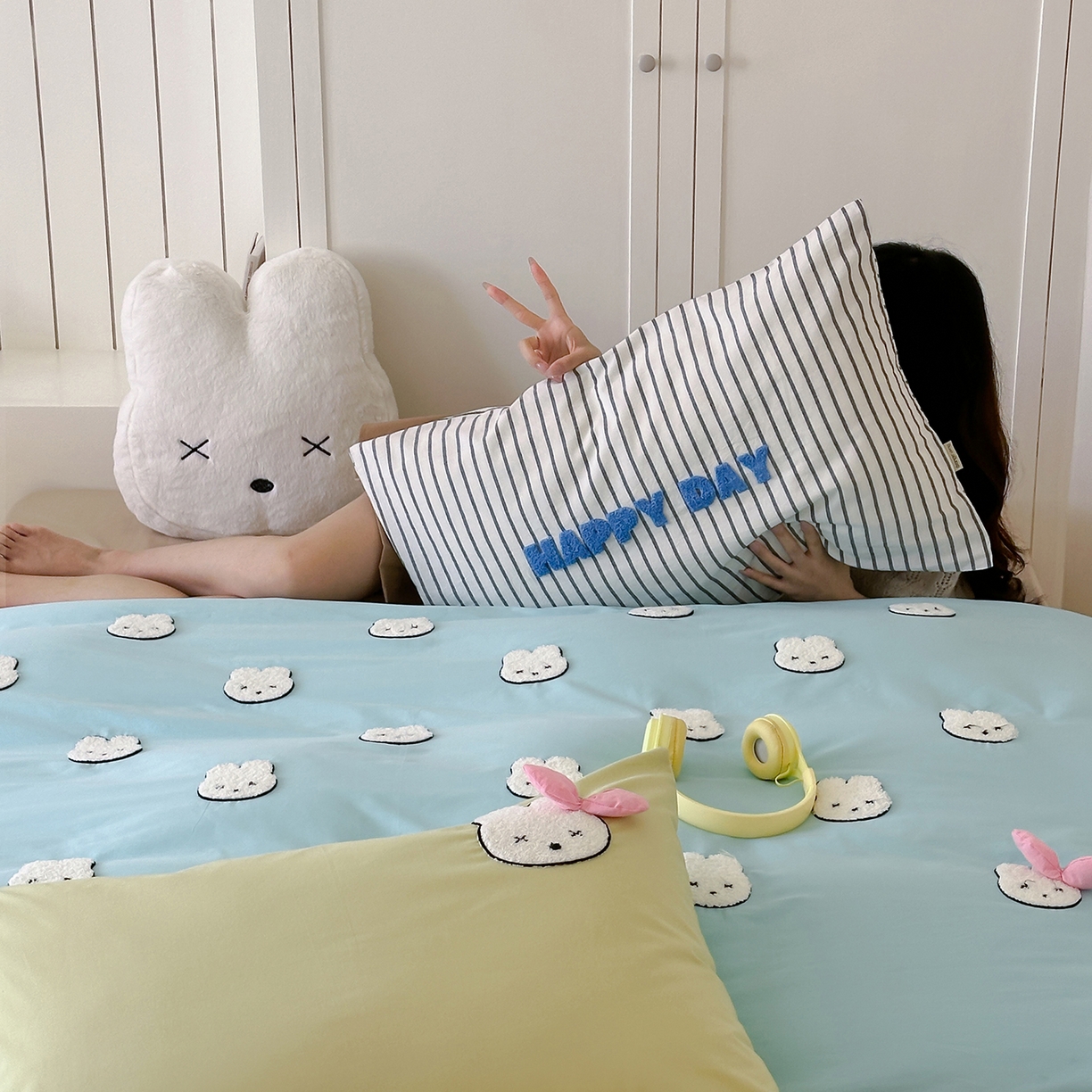 91家纺网 家纺一手货源 找家纺 （总）桔子家纺 2025新款40支纯棉水洗棉happy系列四件套