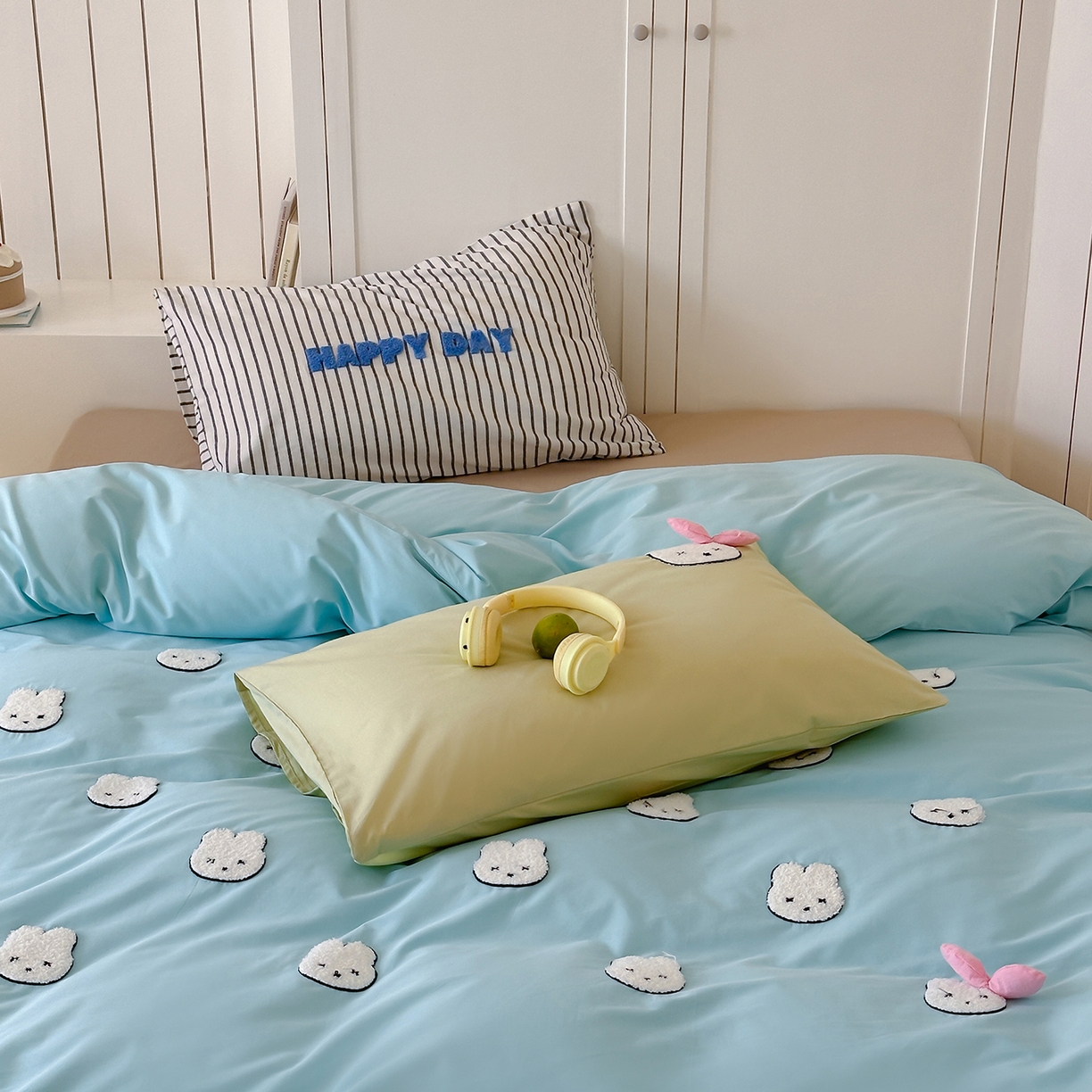 91家纺网 家纺一手货源 找家纺 （总）桔子家纺 2025新款40支纯棉水洗棉happy系列四件套