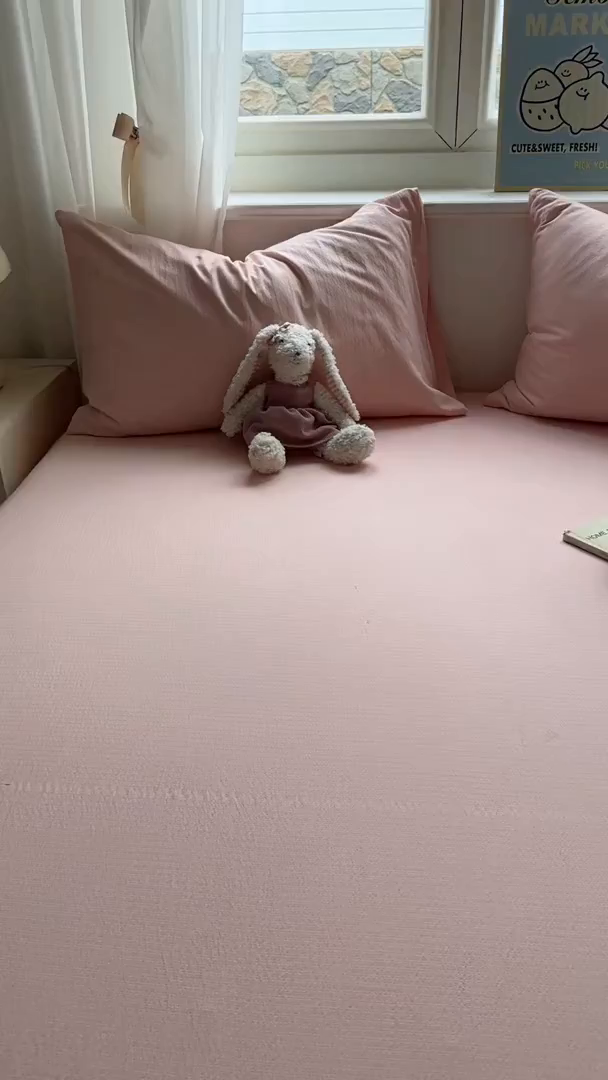 91家纺网 家纺一手货源 找家纺 花伞家居 2025新款A类高克重云感木棉双层纱单床笠（提供买家秀） 玉色