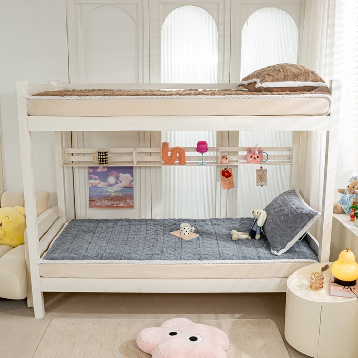 91家纺网 家纺一手货源 找家纺 暖芯优选 2025新款上下铺塔芙绒床垫 高级灰