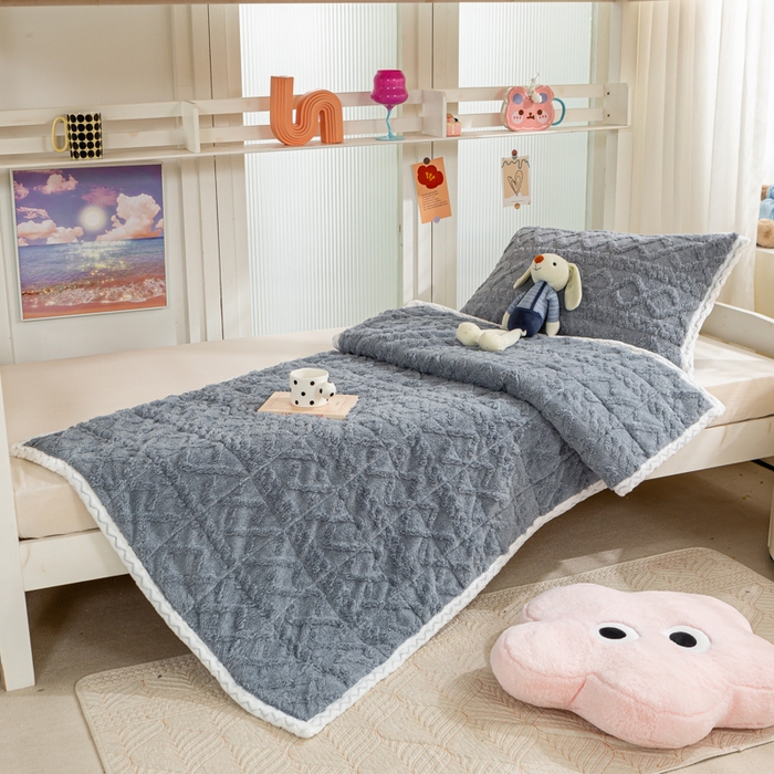 91家纺网 家纺一手货源 找家纺 暖芯优选 2025新款上下铺塔芙绒床垫 高级灰