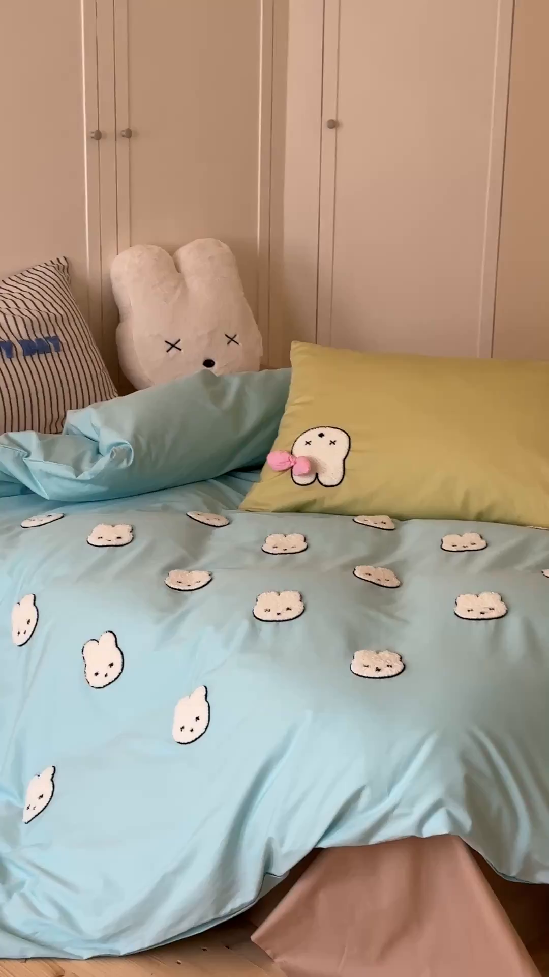 91家纺网 家纺一手货源 找家纺 桔子家纺 2025新款40支纯棉水洗棉happy系列四件套 happy兔