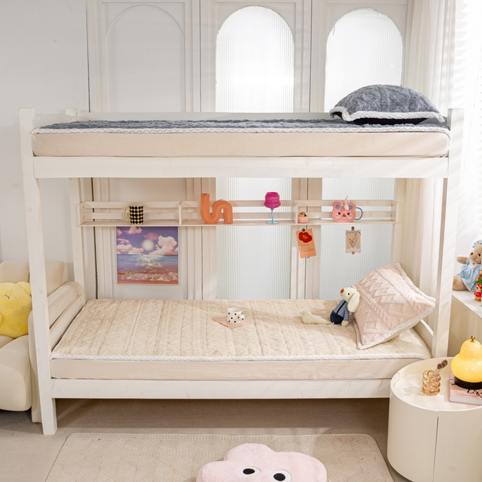 91家纺网 家纺一手货源 找家纺 暖芯优选 2025新款上下铺塔芙绒床垫 奶油白