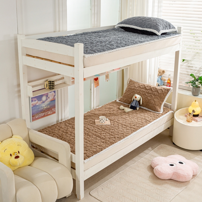 91家纺网 家纺一手货源 找家纺 暖芯优选 2025新款上下铺塔芙绒床垫 奶油咖