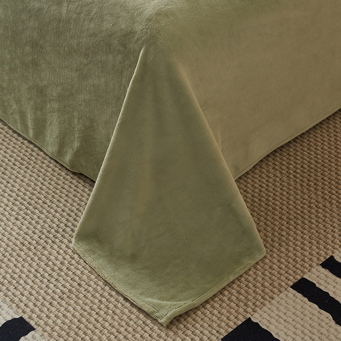 91家纺网 家纺一手货源 找家纺 晨曦家纺 2025新款230克加厚保暖塔芙绒牛奶绒四件套法兰绒 简爱-暖绿