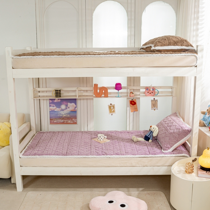 91家纺网 家纺一手货源 找家纺 暖芯优选 2025新款上下铺塔芙绒床垫 优雅紫