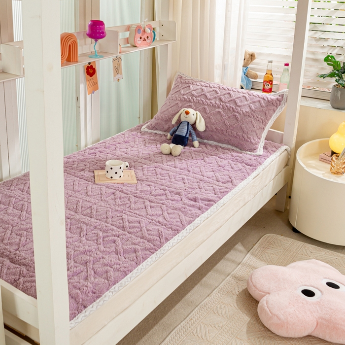 91家纺网 家纺一手货源 找家纺 暖芯优选 2025新款上下铺塔芙绒床垫 优雅紫