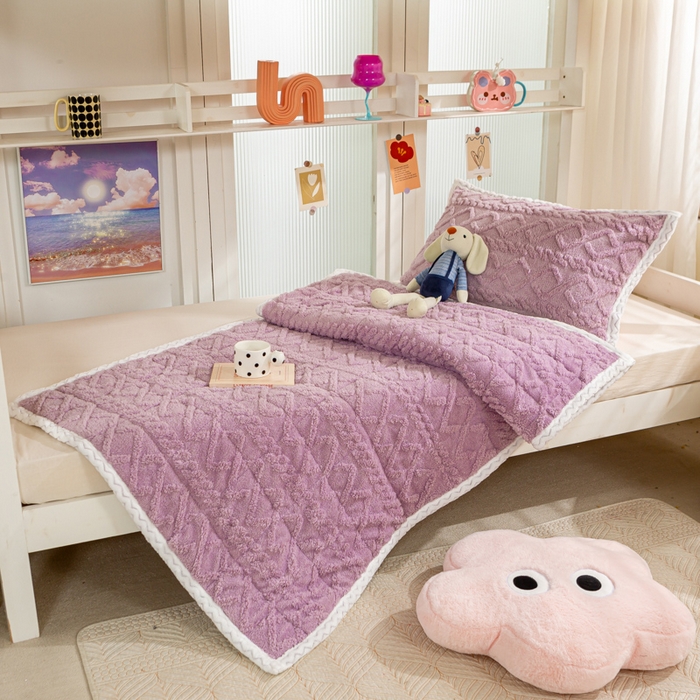 91家纺网 家纺一手货源 找家纺 暖芯优选 2025新款上下铺塔芙绒床垫 优雅紫