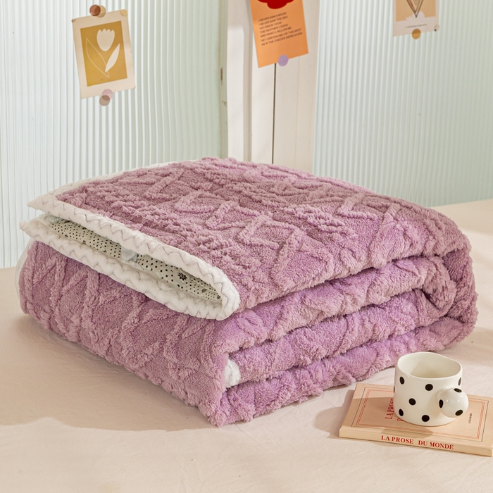 91家纺网 家纺一手货源 找家纺 暖芯优选 2025新款上下铺塔芙绒床垫 优雅紫