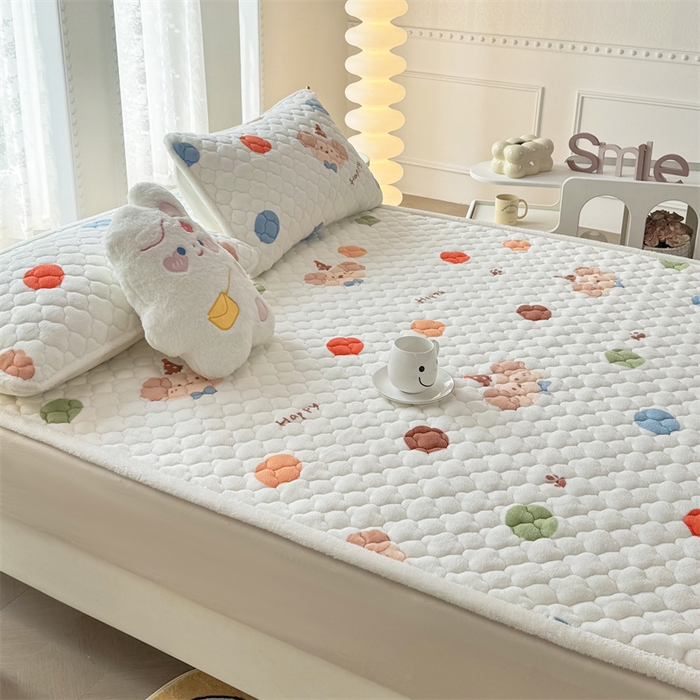 91家纺网 家纺一手货源 找家纺 （总）暖芯优选 2025热款外贸跨境电商热销款冬季加厚牛奶绒印花床垫床垫学生单人宿舍上下铺