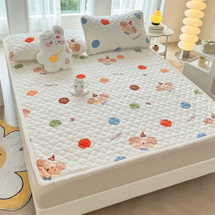 91家纺网 家纺一手货源 找家纺 （总）暖芯优选 2025热款外贸跨境电商热销款冬季加厚牛奶绒印花床垫床垫学生单人宿舍上下铺