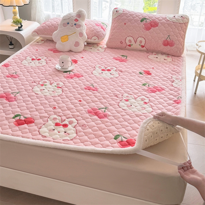 91家纺网 家纺一手货源 找家纺 （总）暖芯优选 2025热款外贸跨境电商热销款冬季加厚牛奶绒印花床垫床垫学生单人宿舍上下铺